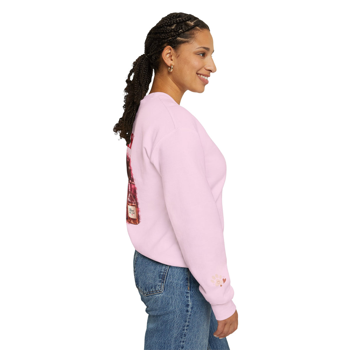 Rosé All Day Doodle Mom Sweatshirt, Vintage Dog Lover Crewneck, Pink Doodle Graphic, Gift for Wine & Doodle Lovers