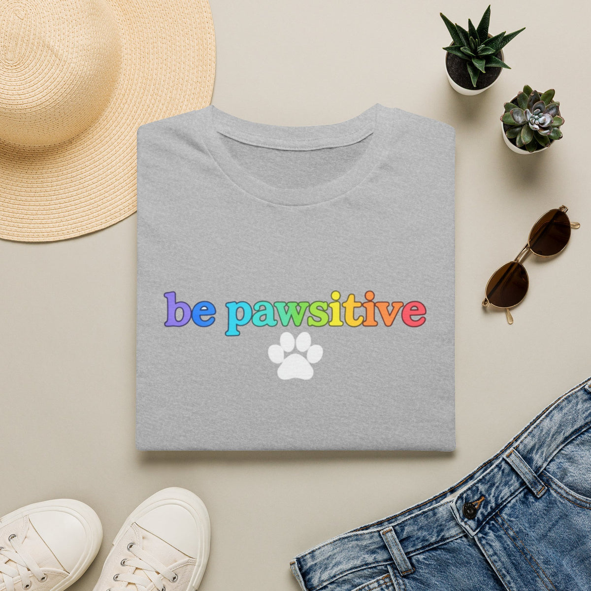 Be Pawsitive Womens TShirt - Spread Pawsitivity.