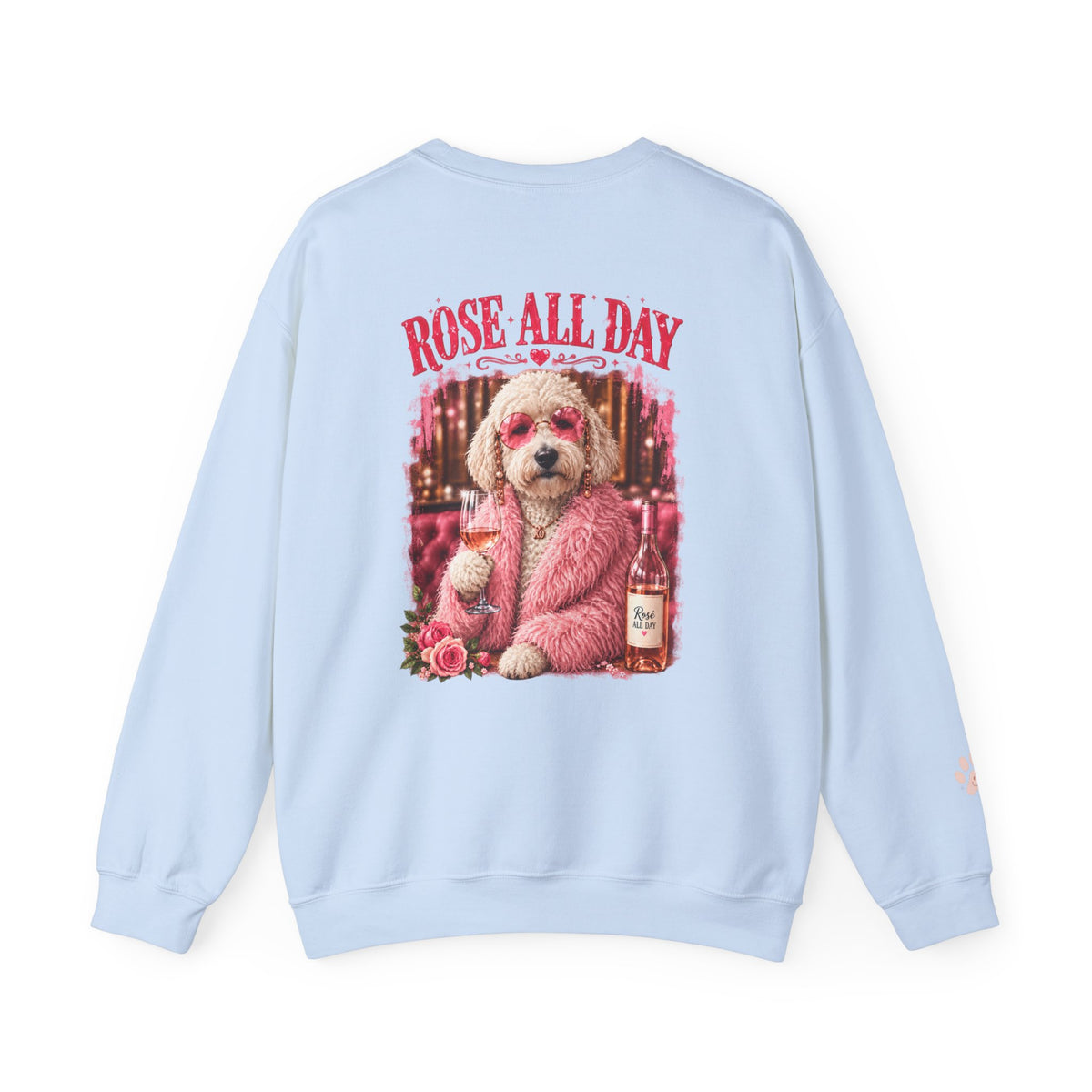 Rosé All Day Doodle Mom Sweatshirt, Vintage Dog Lover Crewneck, Pink Doodle Graphic, Gift for Wine & Doodle Lovers