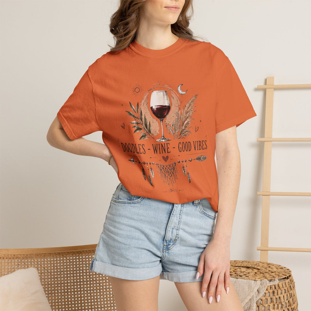 Doodles Wine Good Vibes T-Shirt for Doodle & Wine Lovers
