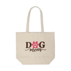 Dog Mom Canvas Tote — Pet Lover Shopping Bag with Pink Paw Print