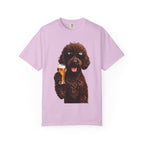 RED DOODLE — Sunglasses on. Beer in paw. Good times ahead.