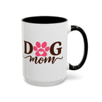 Dog Mom Mug with Pink Paw - because every paw print leaves a little love behind. Select 11 oz or 15 oz