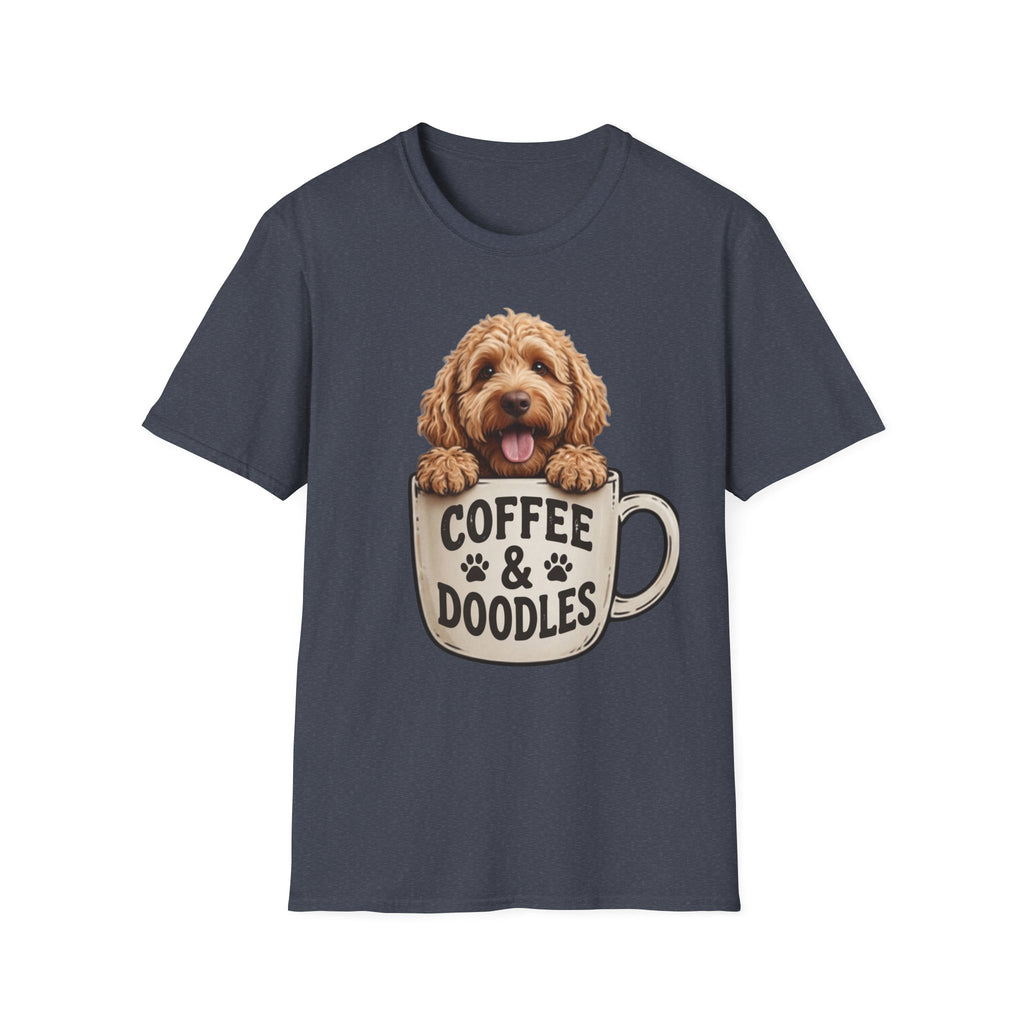 Coffee & Doodles T-Shirt – Cute Doodle Dog Mom Tee – Goldendoodle Lover Graphic Shirt