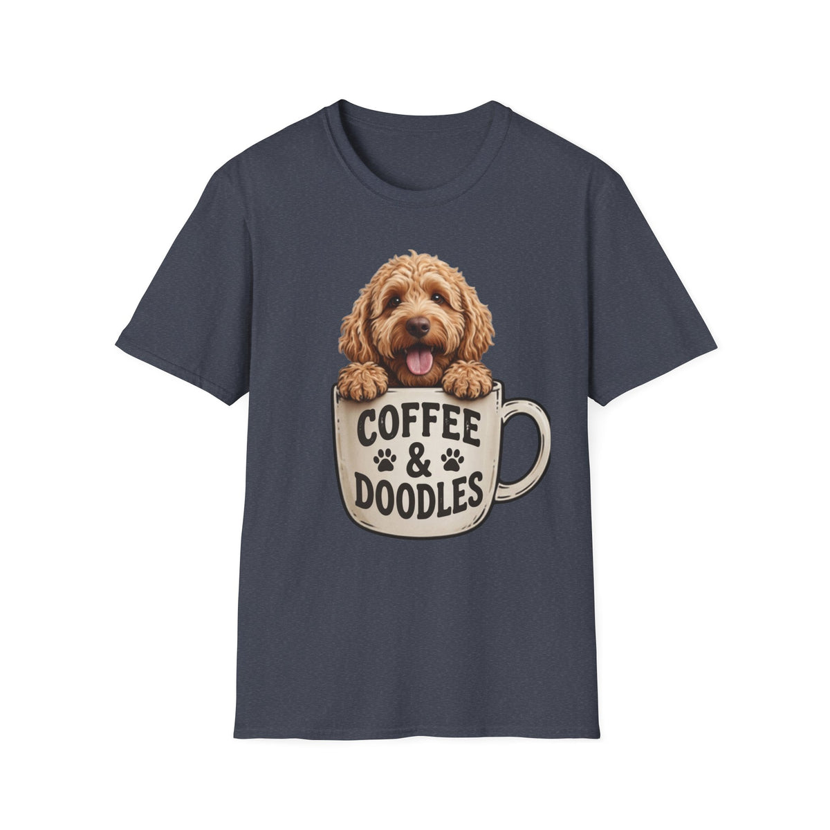 Coffee & Doodles T-Shirt – Cute Doodle Dog Mom Tee – Goldendoodle Lover Graphic Shirt