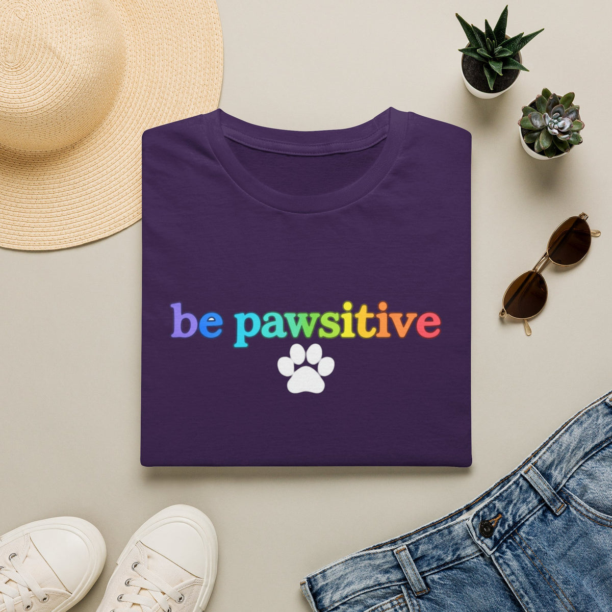 Be Pawsitive Womens TShirt - Spread Pawsitivity.