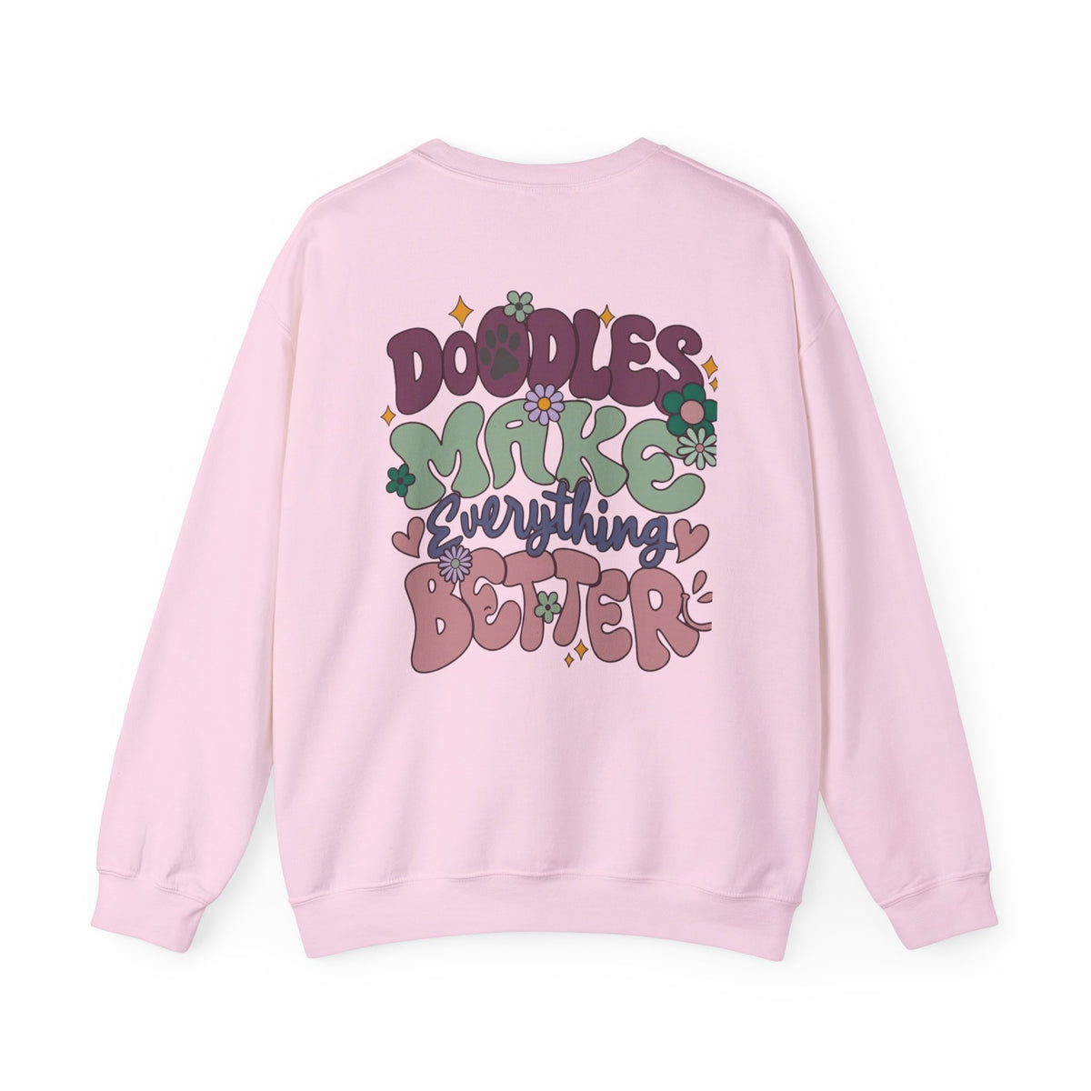 Doodle Mom - Doodles Make Everything Better Purple Heart Sweatshirt - Life’s better with paws, love, and a little retro groove.