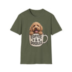 Coffee & Doodles T-Shirt – Cute Doodle Dog Mom Tee – Goldendoodle Lover Graphic Shirt