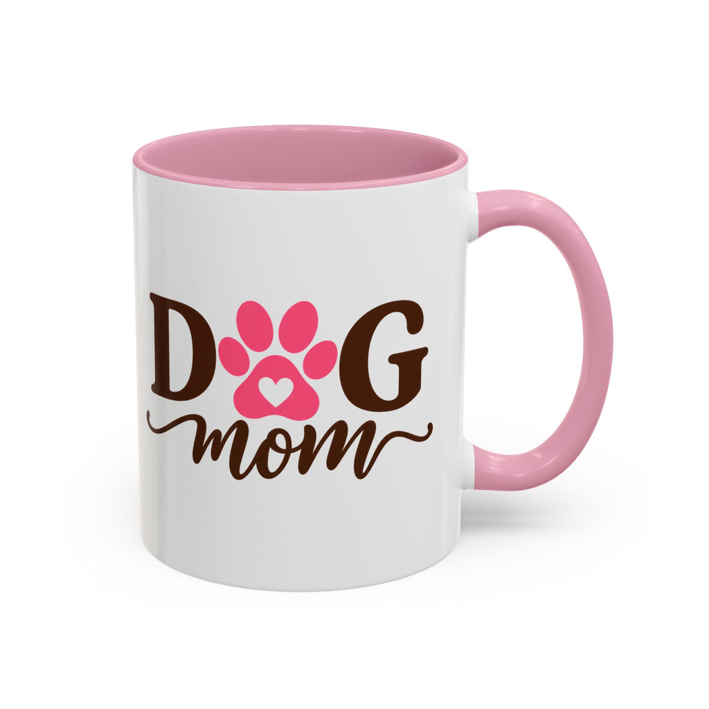 Dog Mom Mug with Pink Paw - because every paw print leaves a little love behind. Select 11 oz or 15 oz