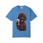 RED DOODLE — Sunglasses on. Beer in paw. Good times ahead.