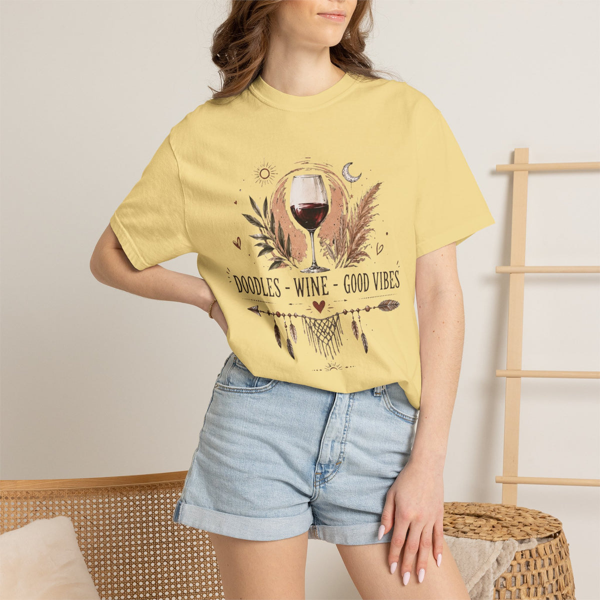Doodles Wine Good Vibes T-Shirt for Doodle & Wine Lovers