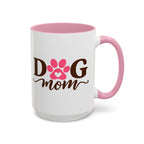 Dog Mom Mug with Pink Paw - because every paw print leaves a little love behind. Select 11 oz or 15 oz