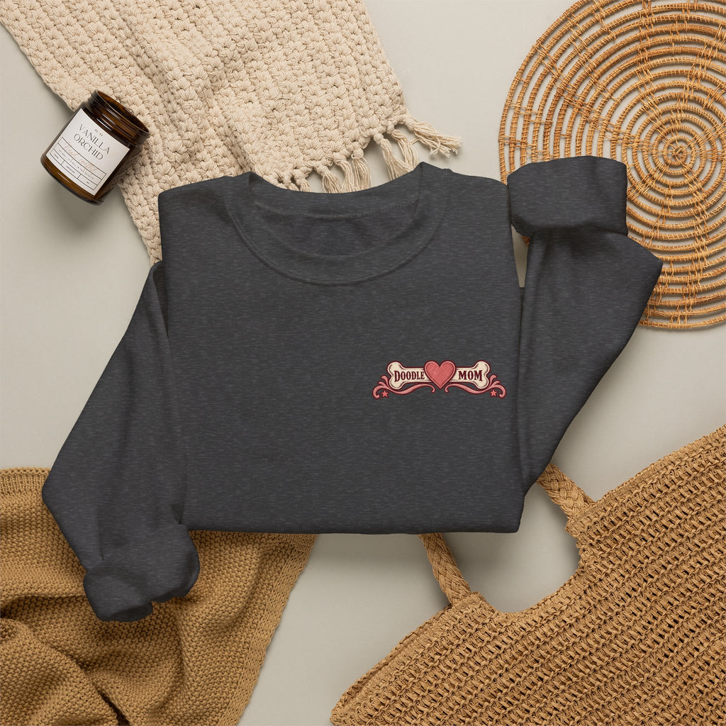 Rosé All Day Doodle Mom Sweatshirt, Vintage Dog Lover Crewneck, Pink Doodle Graphic, Gift for Wine & Doodle Lovers
