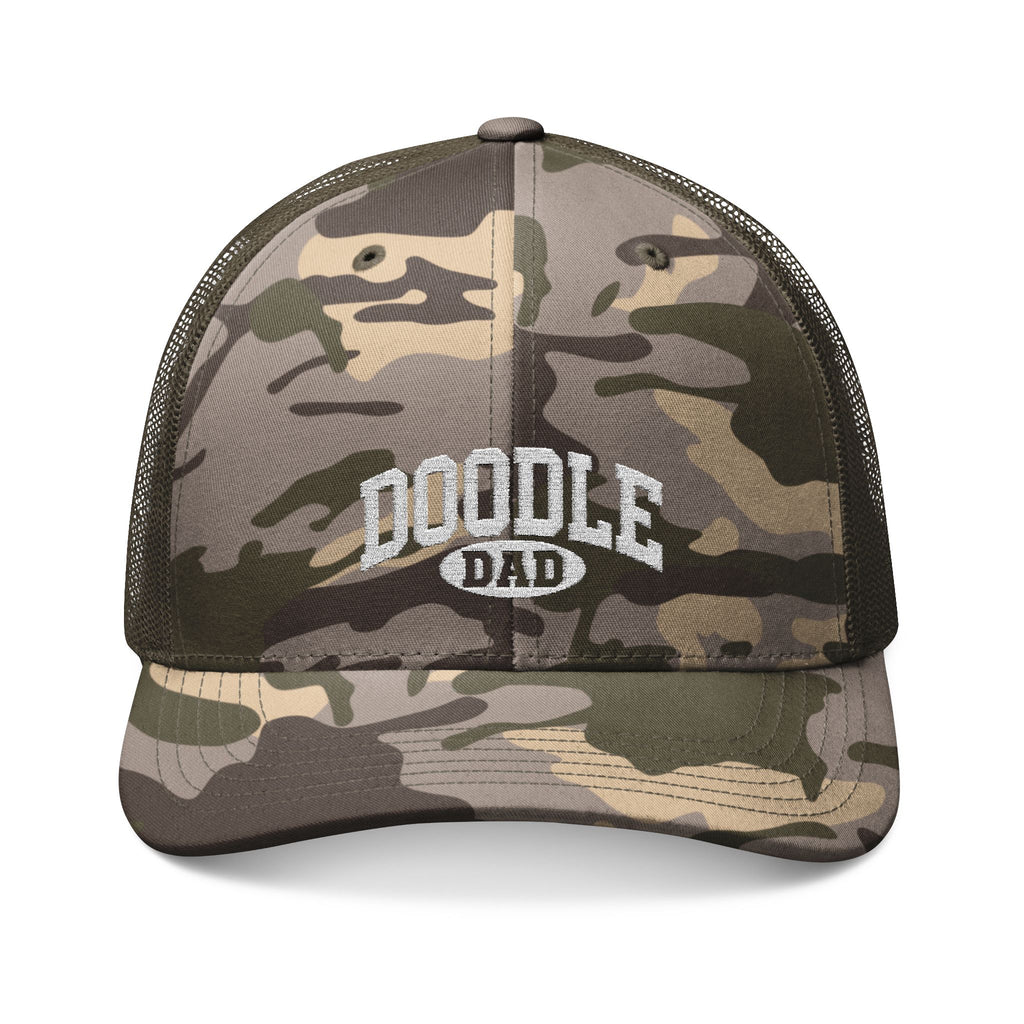 Embroidered Doodle Dad Camo Baseball Cap, Camouflage Dog Dad Hat, Goldendoodle Lover Gift for Him