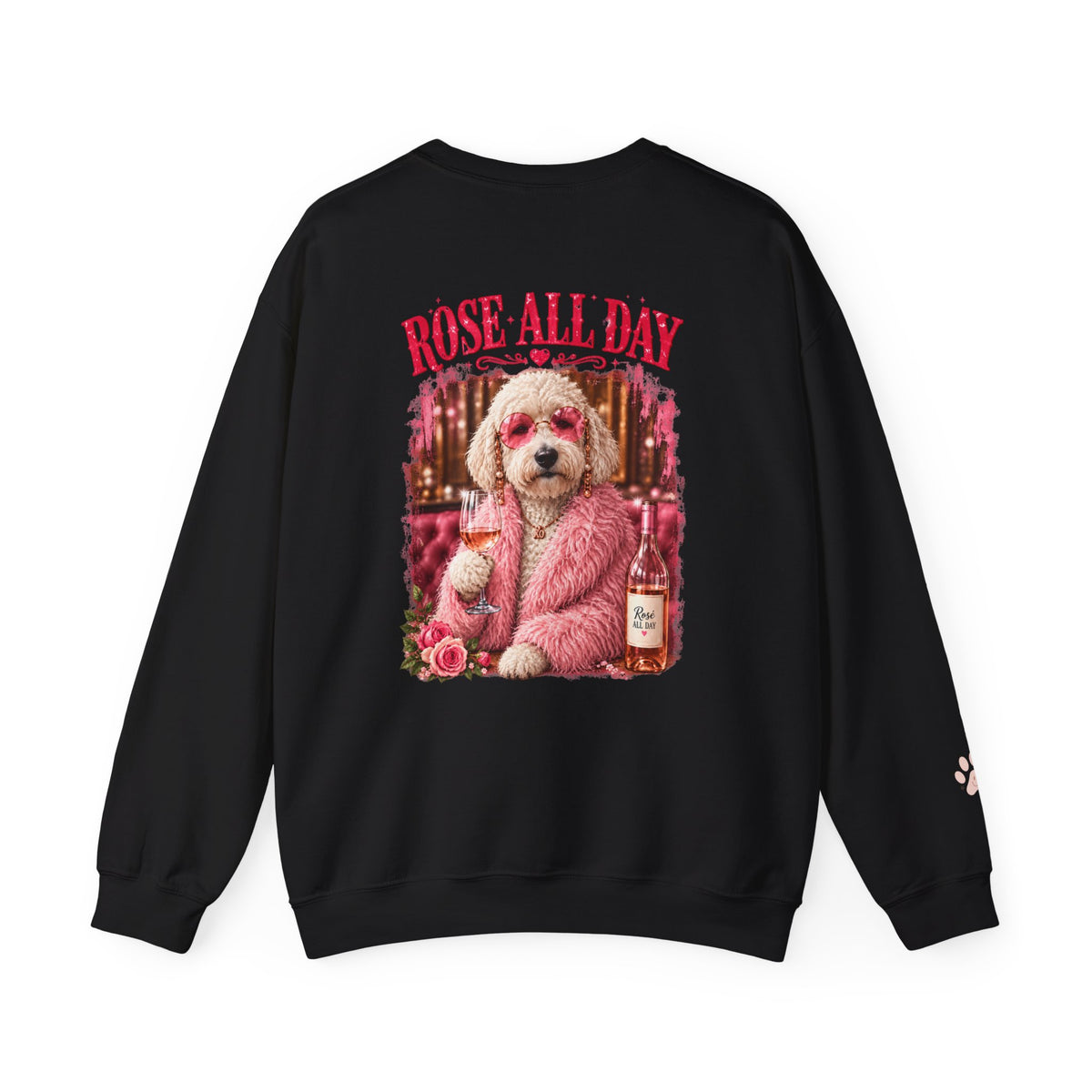 Rosé All Day Doodle Mom Sweatshirt, Vintage Dog Lover Crewneck, Pink Doodle Graphic, Gift for Wine & Doodle Lovers