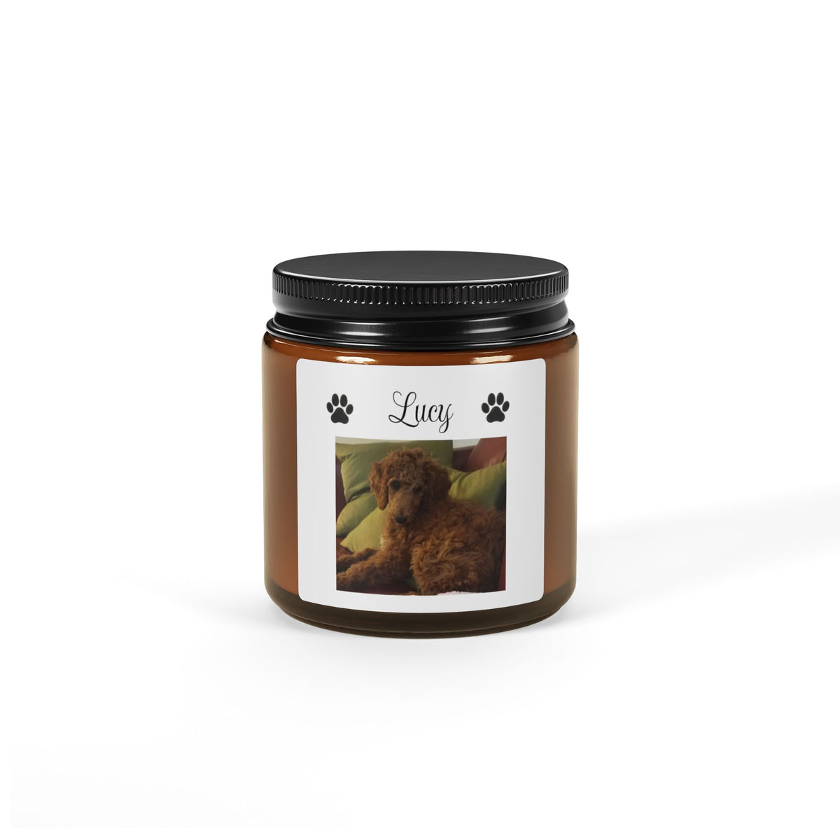 Personalized Dog Photo & Name on an Apple Cinnamon Soy Candle,  Dog Mom Gift, Pet Keepsake
