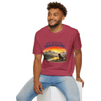 Take Me to the Mountains T‑Shirt — Sunset Mountain Landscape with Dog