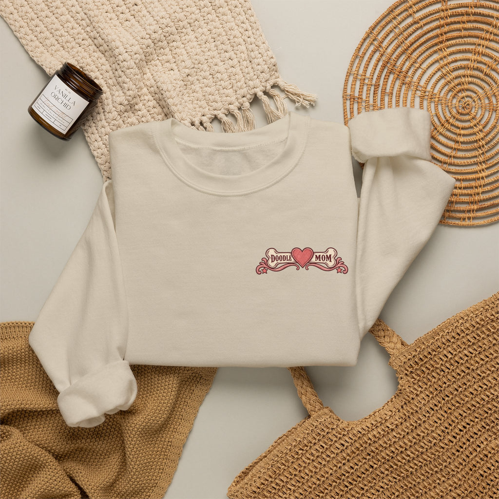 Rosé All Day Doodle Mom Sweatshirt, Vintage Dog Lover Crewneck, Pink Doodle Graphic, Gift for Wine & Doodle Lovers