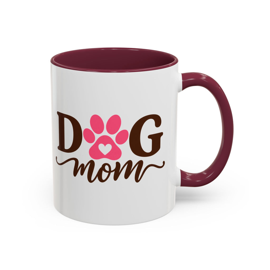 Dog Mom Mug with Pink Paw - because every paw print leaves a little love behind. Select 11 oz or 15 oz