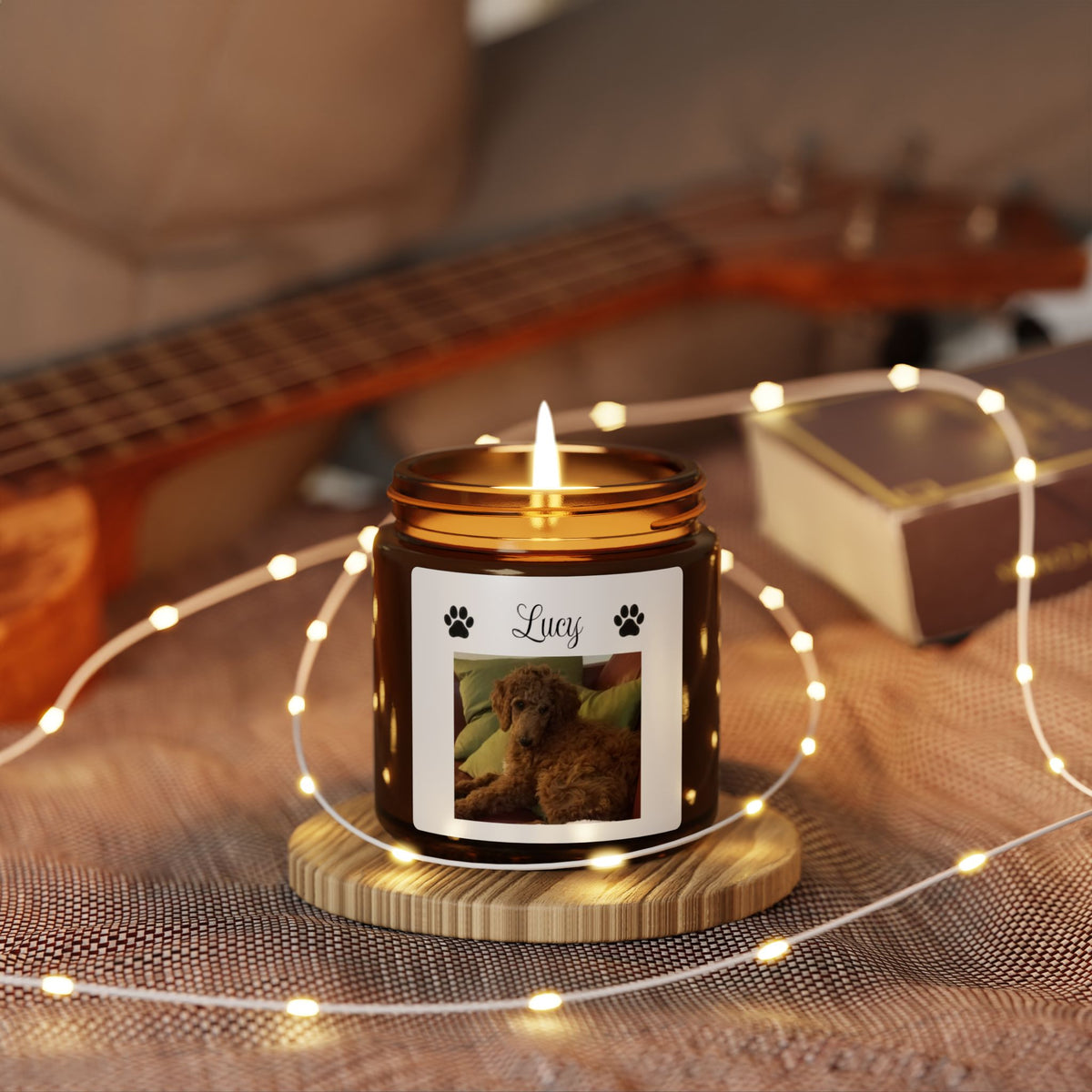 Personalized Dog Photo & Name on an Apple Cinnamon Soy Candle,  Dog Mom Gift, Pet Keepsake
