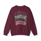 Doodle Mom - Doodles Make Everything Better Purple Heart Sweatshirt - Life’s better with paws, love, and a little retro groove.