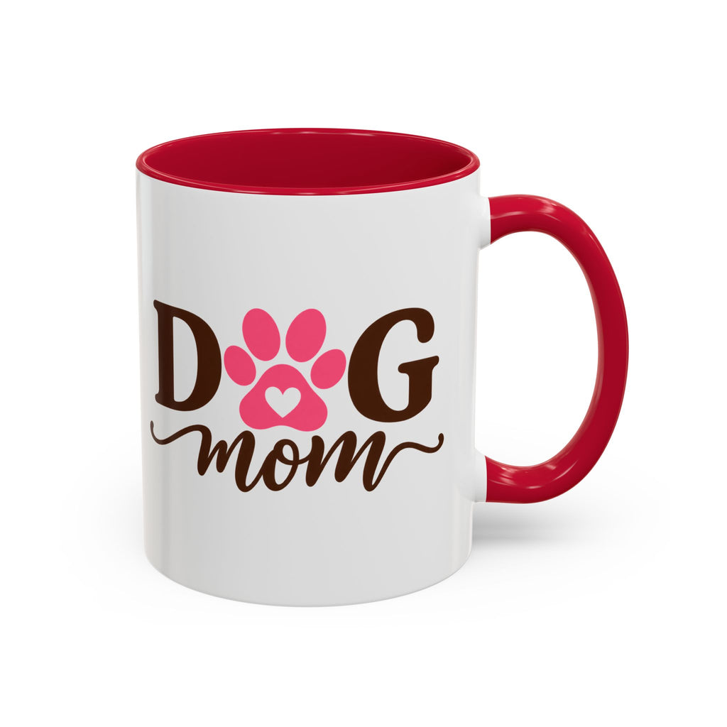Dog Mom Mug with Pink Paw - because every paw print leaves a little love behind. Select 11 oz or 15 oz