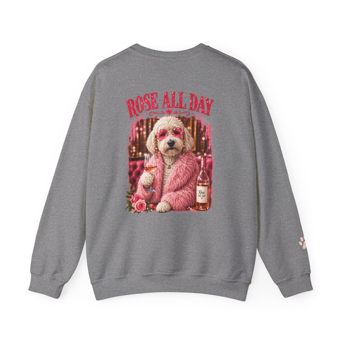 Rosé All Day Doodle Mom Sweatshirt, Vintage Dog Lover Crewneck, Pink Doodle Graphic, Gift for Wine & Doodle Lovers