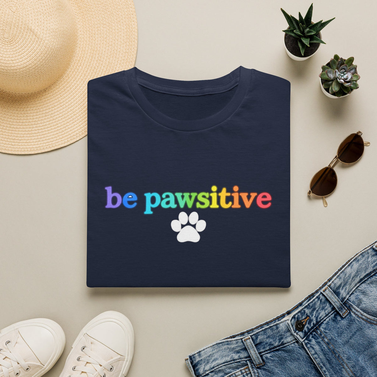 Be Pawsitive Womens TShirt - Spread Pawsitivity.