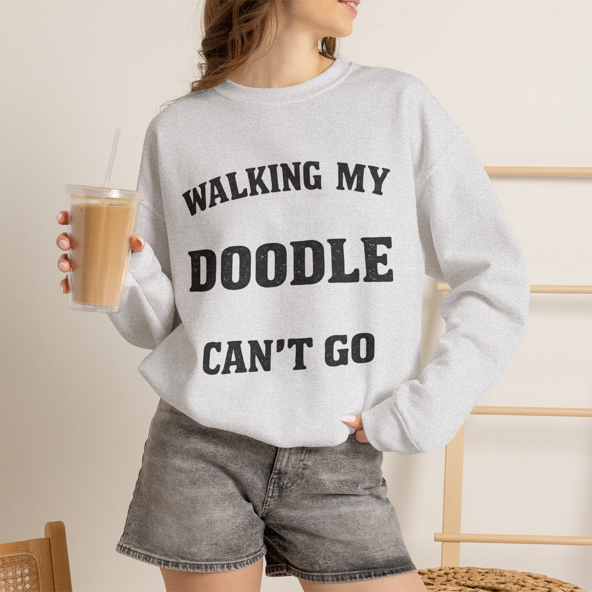 Personalized  - Walking My Doodle Can’t Go Sweatshirt - Add Your Dogs Name to the Sleeve!