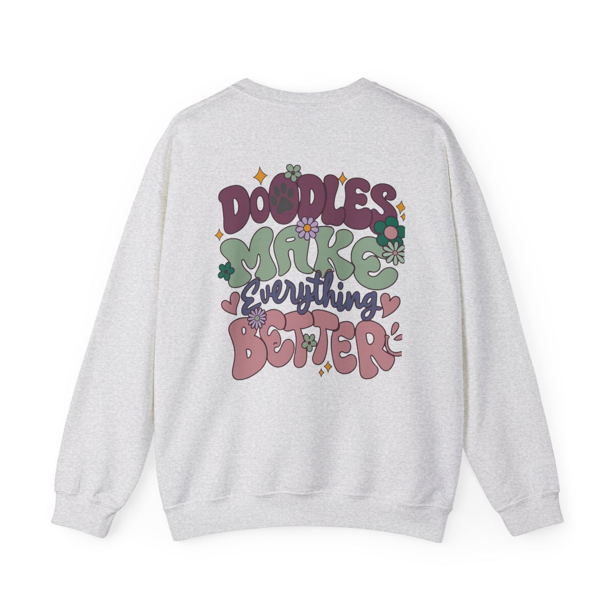Doodle Mom - Doodles Make Everything Better Purple Heart Sweatshirt - Life’s better with paws, love, and a little retro groove.