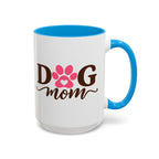 Dog Mom Mug with Pink Paw - because every paw print leaves a little love behind. Select 11 oz or 15 oz