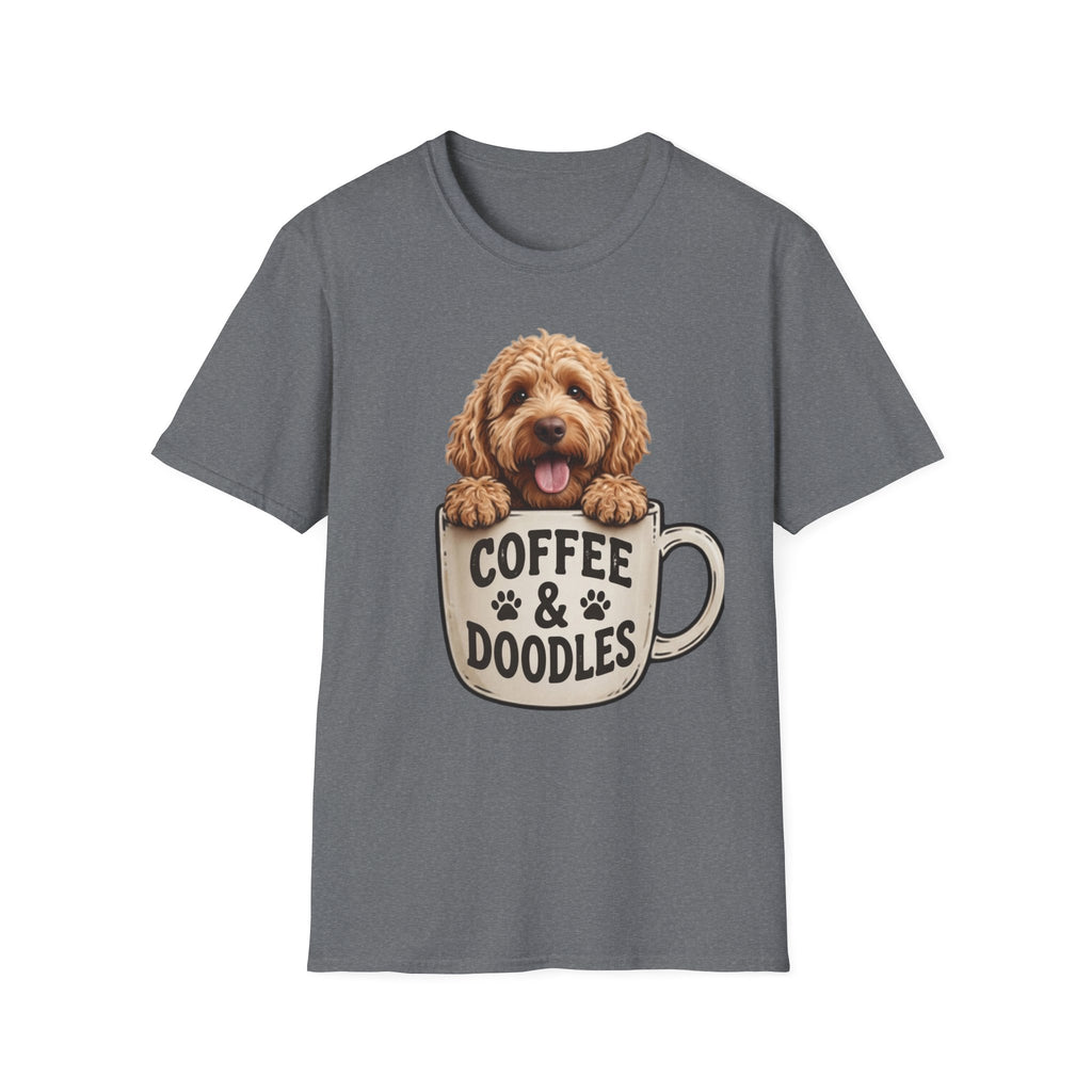 Coffee & Doodles T-Shirt – Cute Doodle Dog Mom Tee – Goldendoodle Lover Graphic Shirt