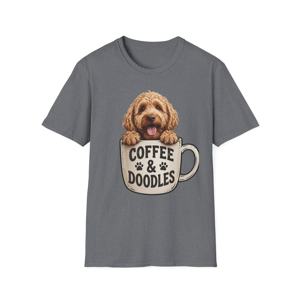 Coffee & Doodles T-Shirt – Cute Doodle Dog Mom Tee – Goldendoodle Lover Graphic Shirt