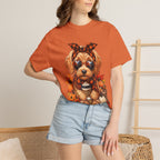 Funny Doodle Drinking Coffee & Sitting On Pumpkins Fall T-Shirt