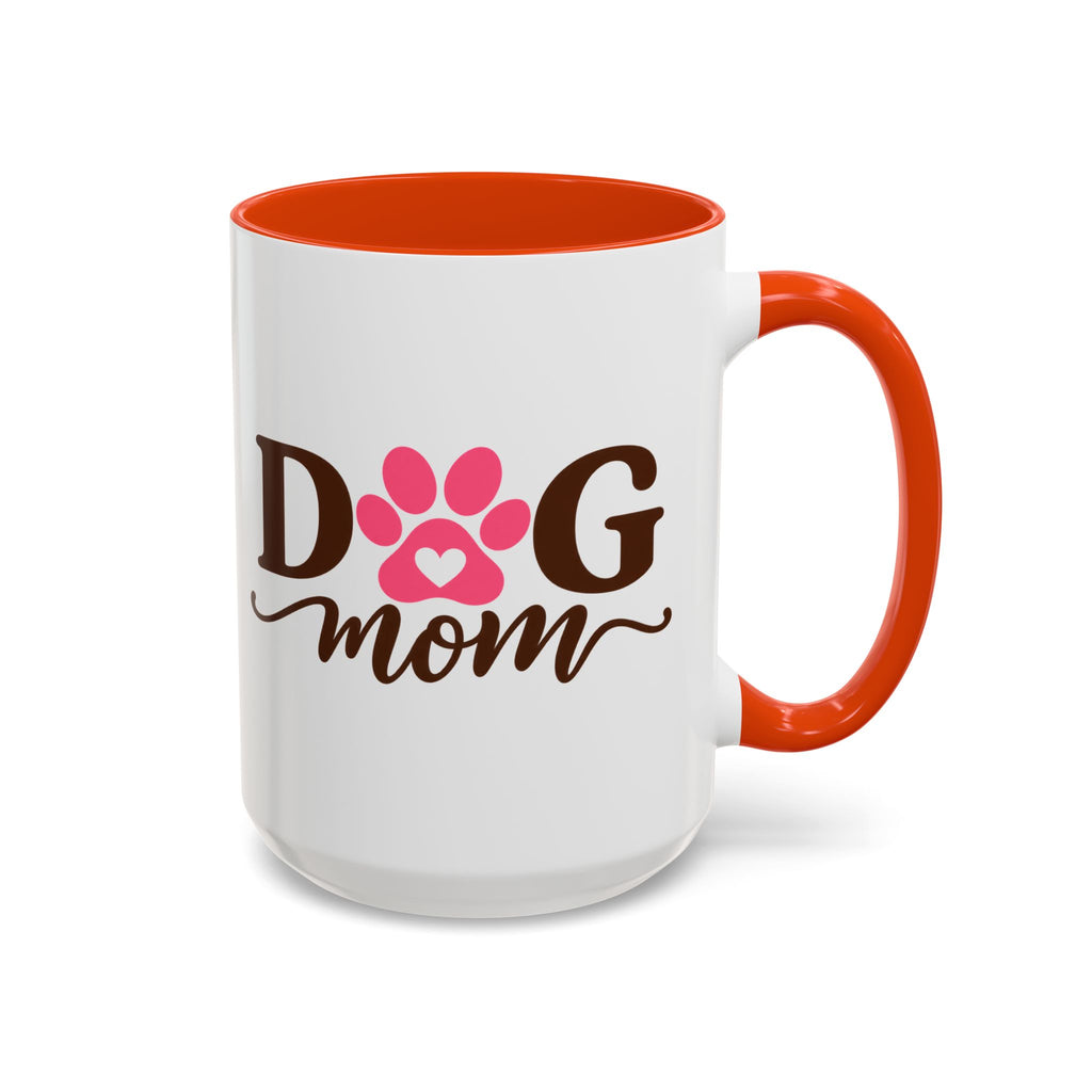 Dog Mom Mug with Pink Paw - because every paw print leaves a little love behind. Select 11 oz or 15 oz