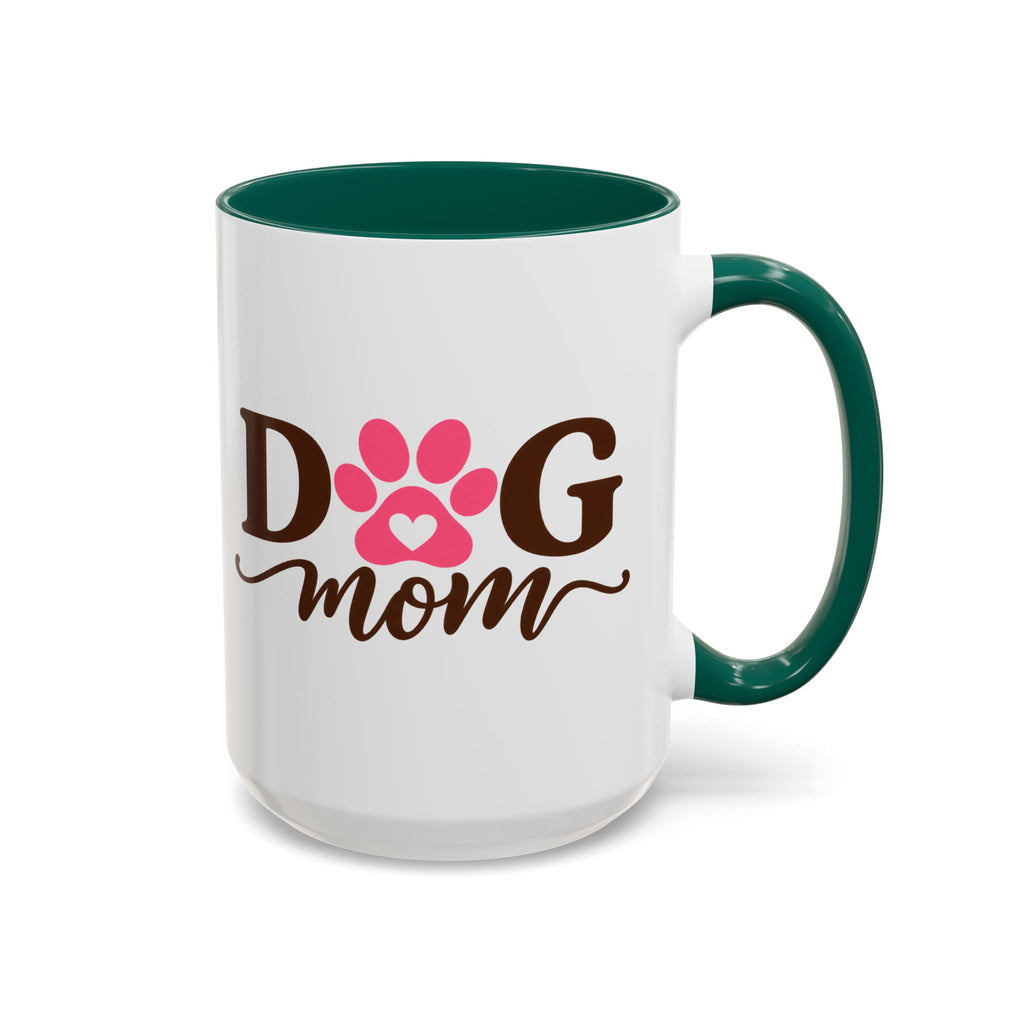 Dog Mom Mug with Pink Paw - because every paw print leaves a little love behind. Select 11 oz or 15 oz
