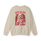 Rosé All Day Doodle Mom Sweatshirt, Vintage Dog Lover Crewneck, Pink Doodle Graphic, Gift for Wine & Doodle Lovers