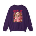 Rosé All Day Doodle Mom Sweatshirt, Vintage Dog Lover Crewneck, Pink Doodle Graphic, Gift for Wine & Doodle Lovers