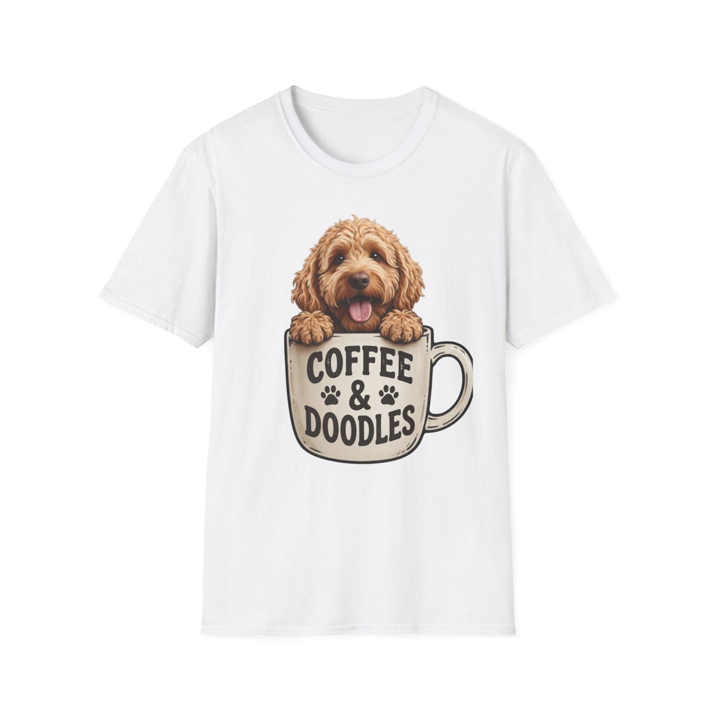 Coffee & Doodles T-Shirt – Cute Doodle Dog Mom Tee – Goldendoodle Lover Graphic Shirt