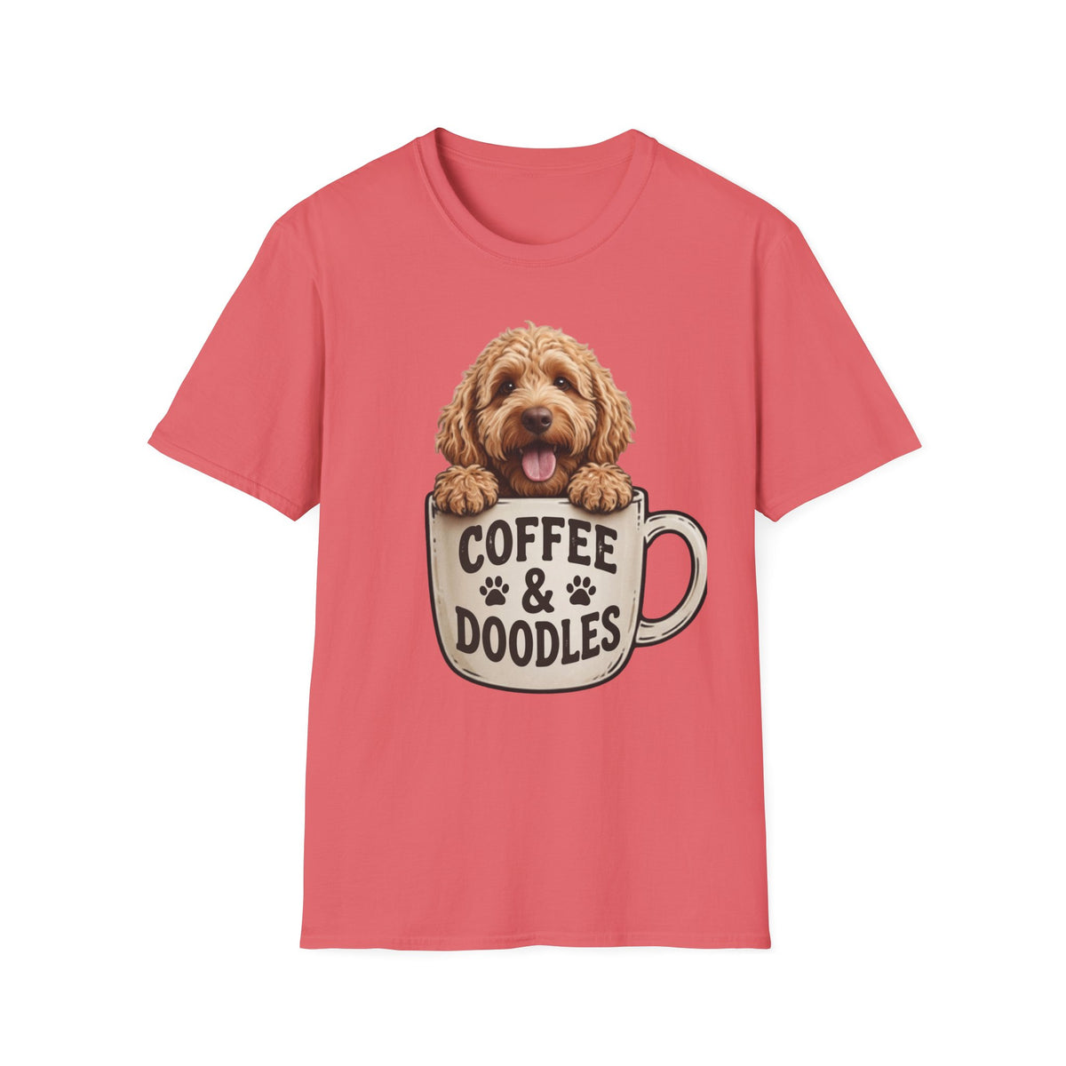 Coffee & Doodles T-Shirt – Cute Doodle Dog Mom Tee – Goldendoodle Lover Graphic Shirt