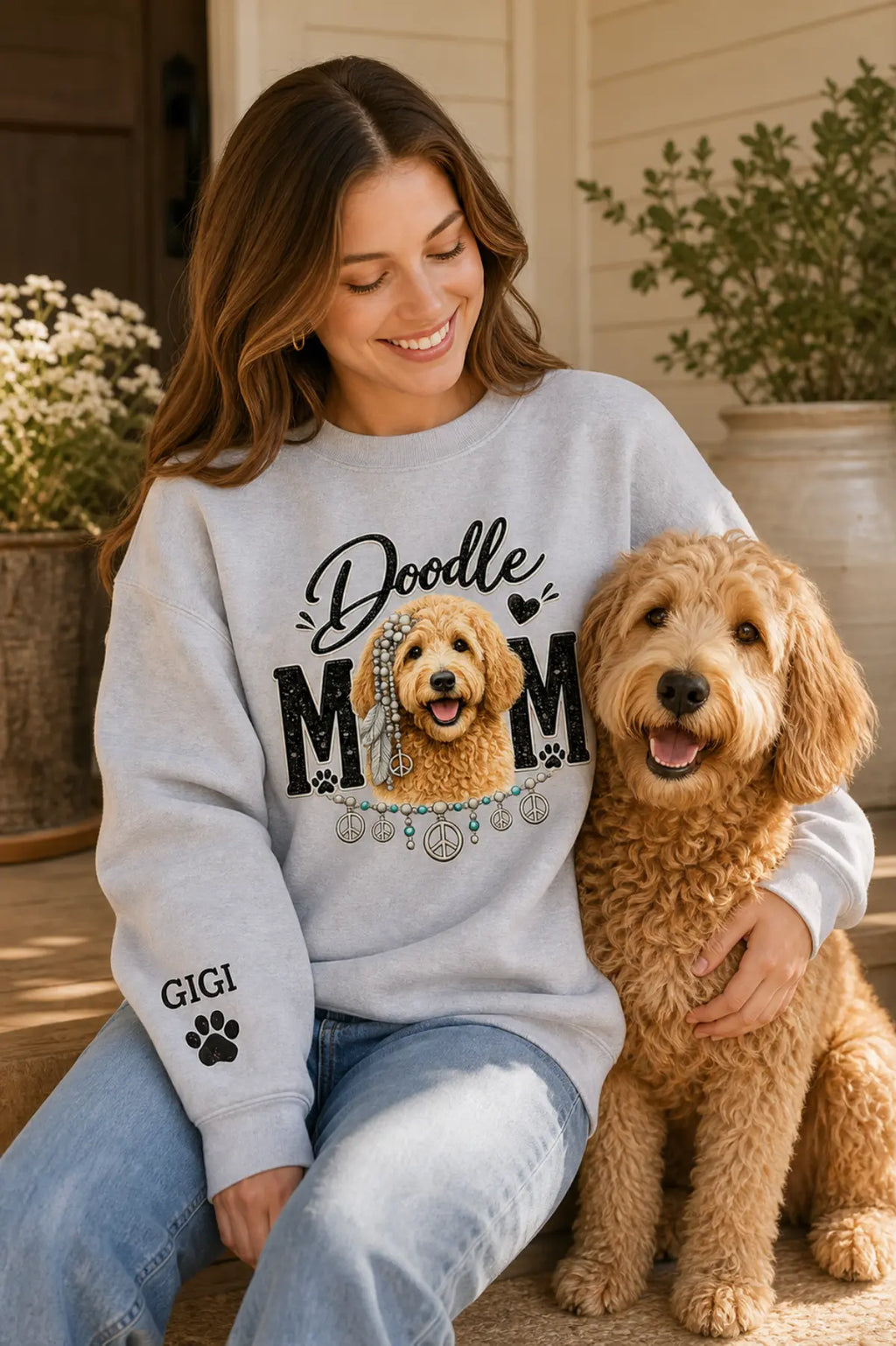 Doodle Mom Sweat Shirt, Personalized Golden Doodle Gift,  Dog Mom Tee, Custom Golden Doodle Gifts,  Doodle Dog Mom Shirt Printify