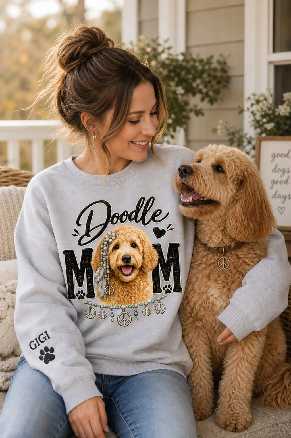 Doodle Mom Sweat Shirt, Personalized Golden Doodle Gift,  Dog Mom Tee, Custom Golden Doodle Gifts,  Doodle Dog Mom Shirt Printify