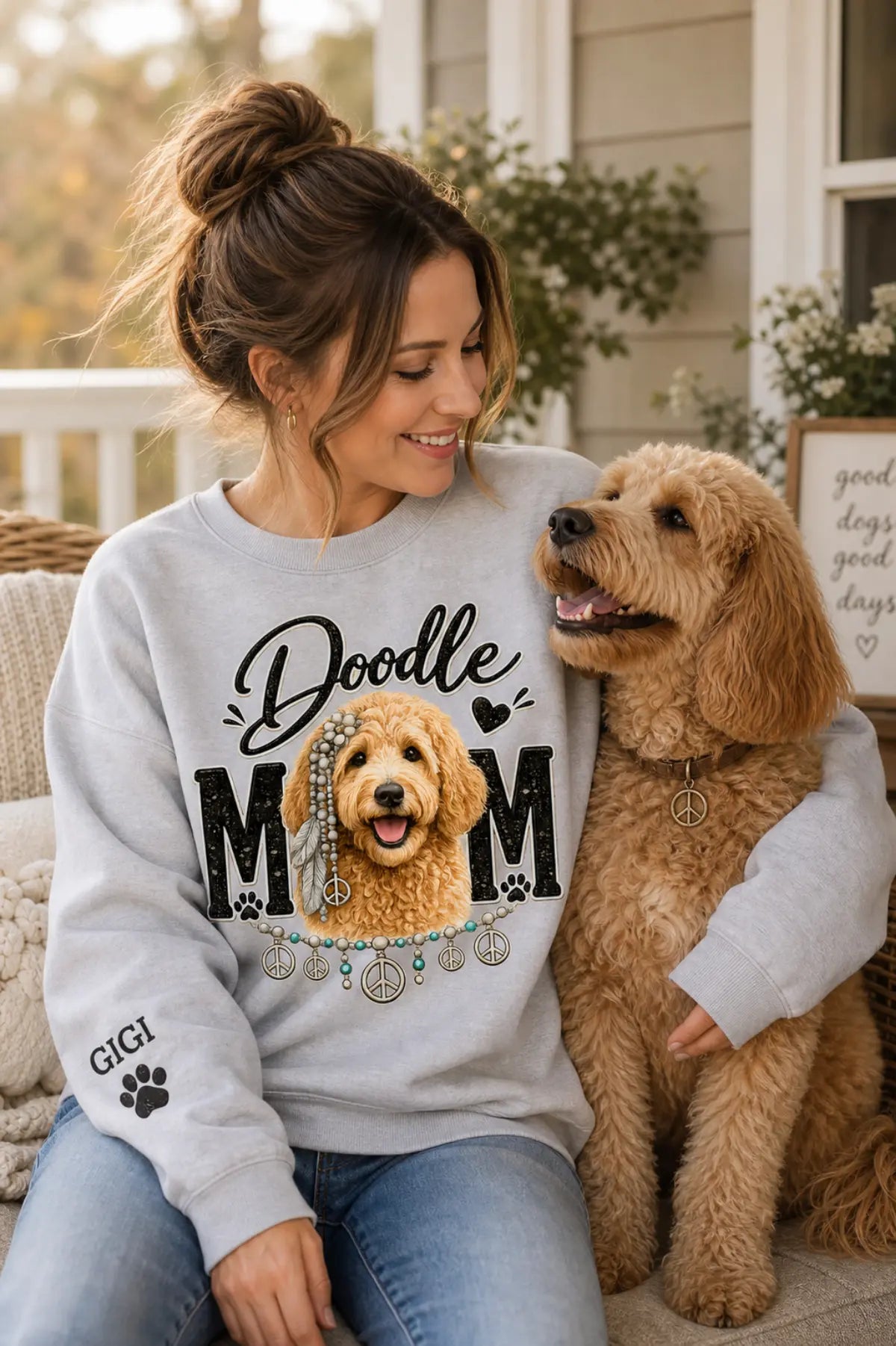 Doodle Mom Sweat Shirt, Personalized Golden Doodle Gift,  Dog Mom Tee, Custom Golden Doodle Gifts,  Doodle Dog Mom Shirt Printify