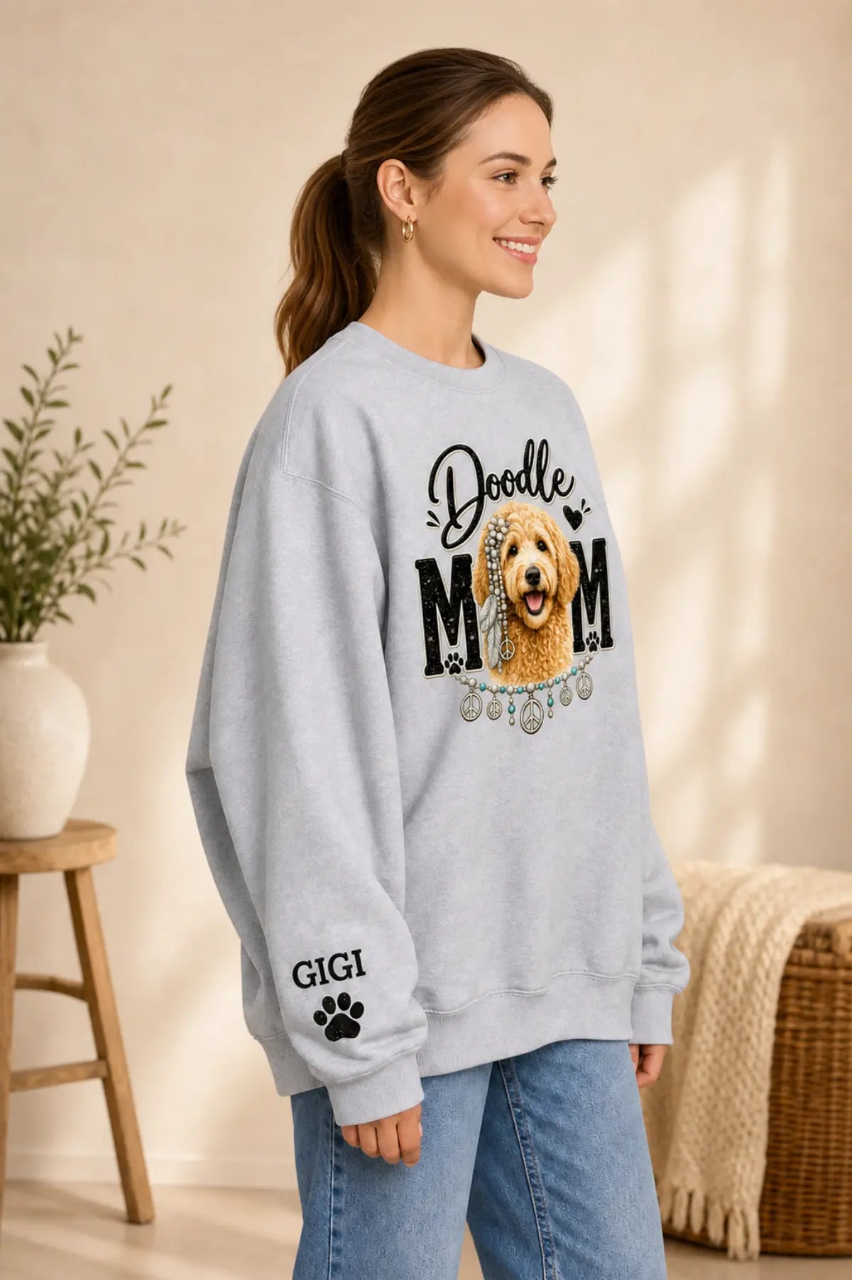 Doodle Mom Sweat Shirt, Personalized Golden Doodle Gift,  Dog Mom Tee, Custom Golden Doodle Gifts,  Doodle Dog Mom Shirt Printify