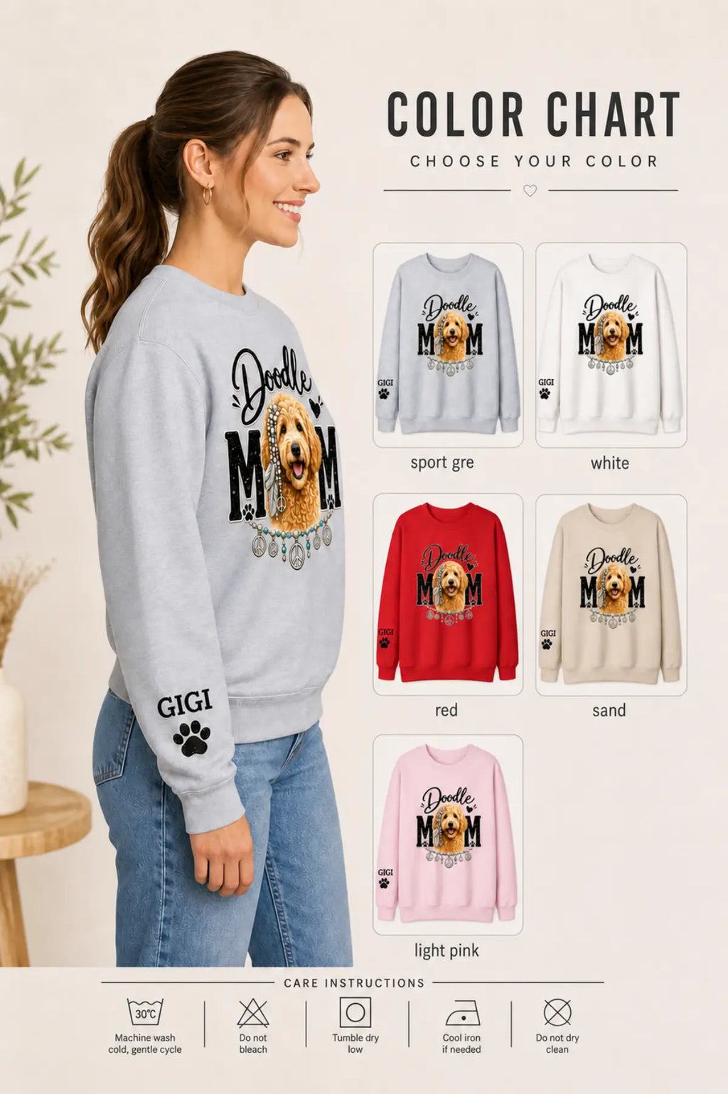 Doodle Mom Sweat Shirt, Personalized Golden Doodle Gift,  Dog Mom Tee, Custom Golden Doodle Gifts,  Doodle Dog Mom Shirt Printify