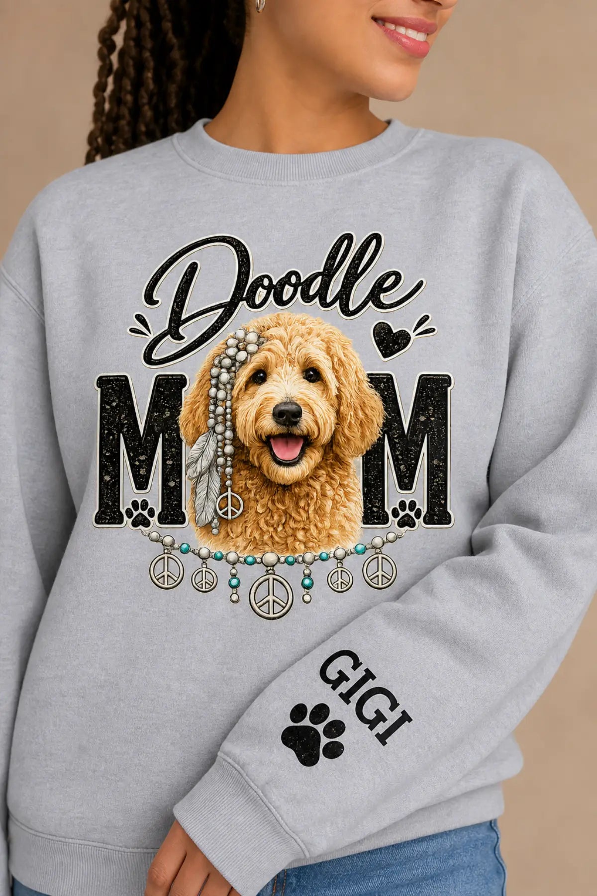 Doodle Mom Sweat Shirt, Personalized Golden Doodle Gift,  Dog Mom Tee, Custom Golden Doodle Gifts,  Doodle Dog Mom Shirt Printify
