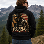 Renegade Doodle Mans Hoodie - Two wheels, four paws, and no road too far.