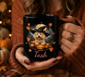 Personalized Black Doodle Halloween Mug, Pumpkin Dog Mug, Cute Spooky Fall Coffee Cup, Doodle Lover Gift, Autumn Dog Mom Mug Printify