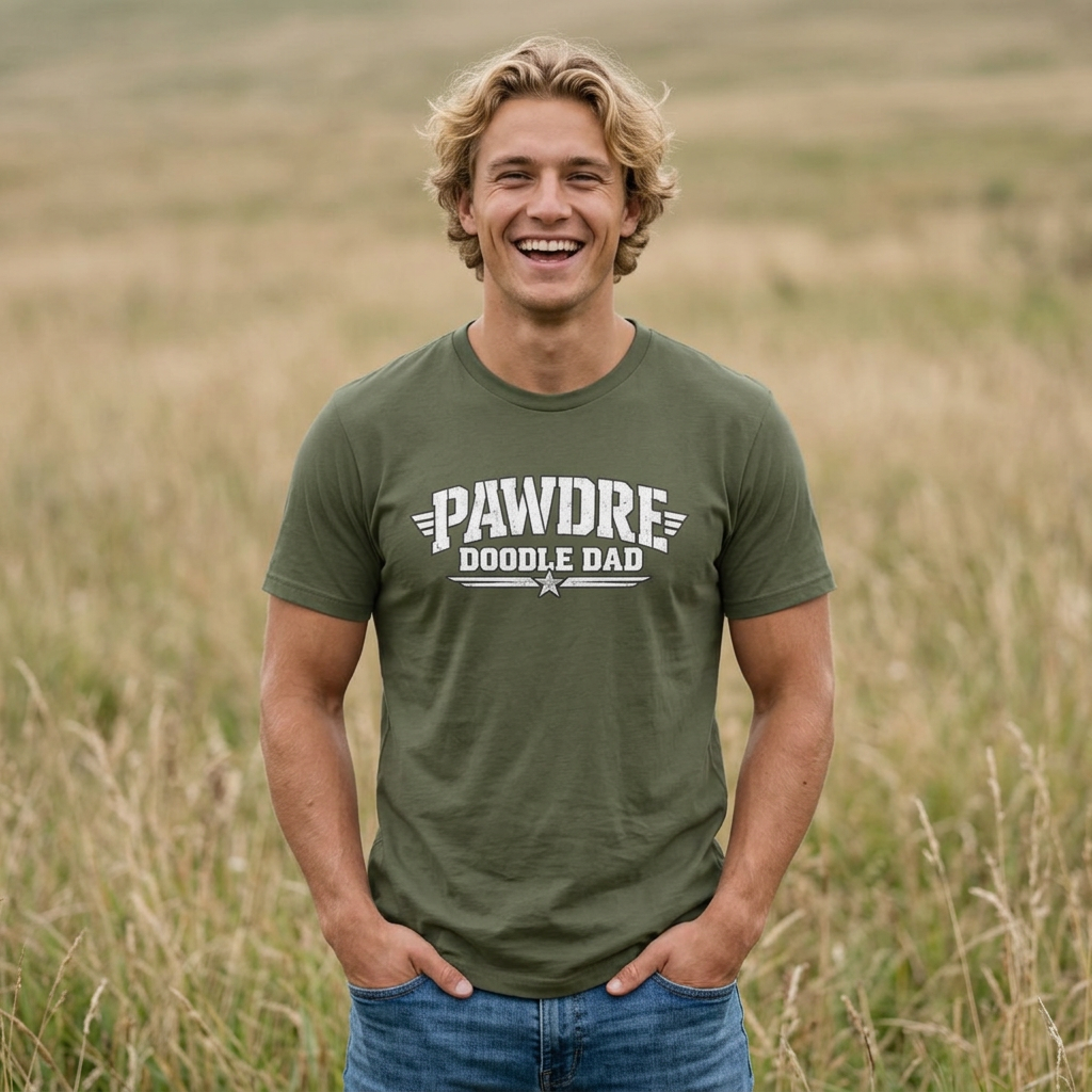 Pawdre Doodle Dad Military T - Shirt - A special bond between dad and dog.