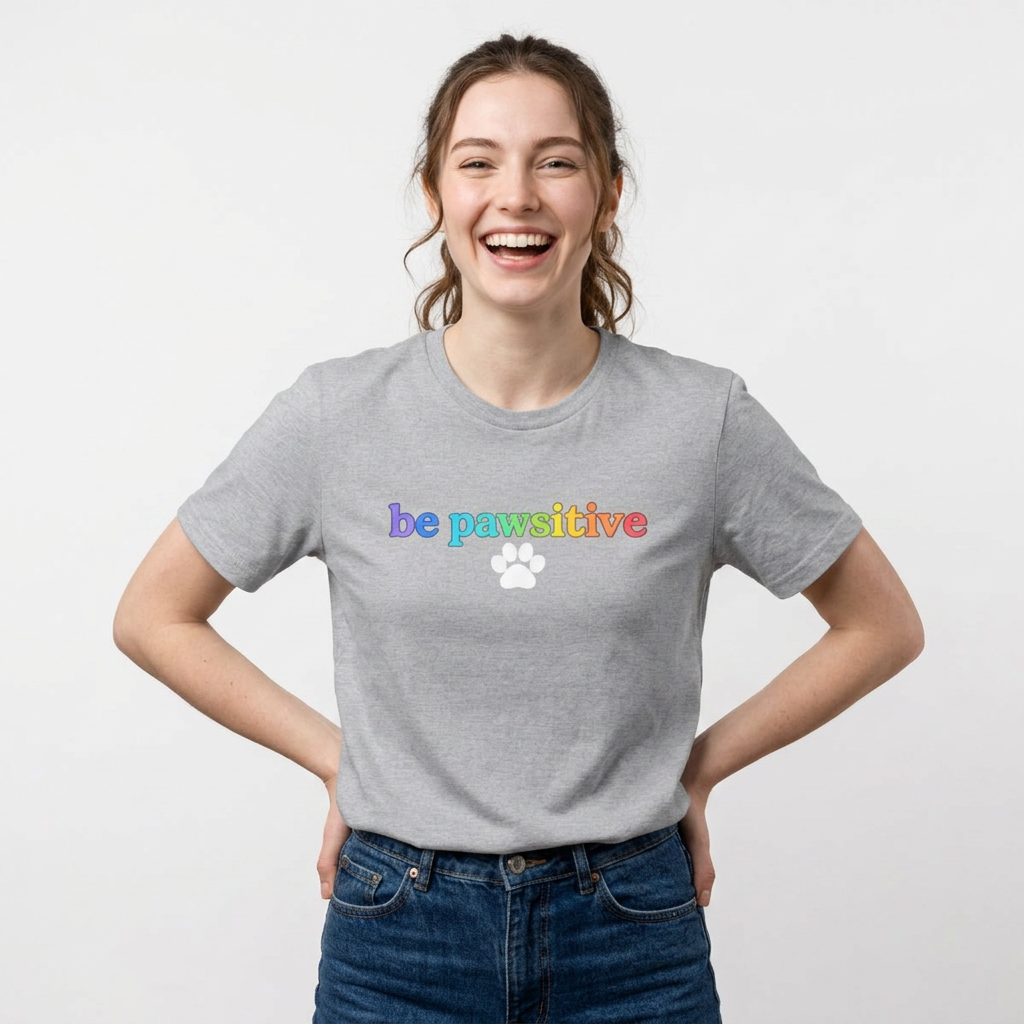 Be Pawsitive Womens TShirt - Spread Pawsitivity.